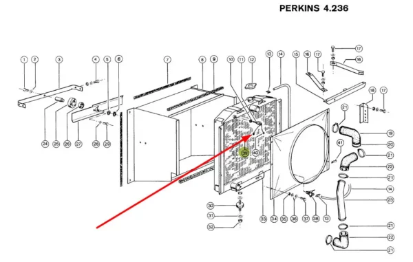 Oryginalny przewód czujnika temperatury cieczy chłodzącej, stosowany w maszynach rolniczych marki Claas napędzanych silnikiem Perkins 4.236 schemat