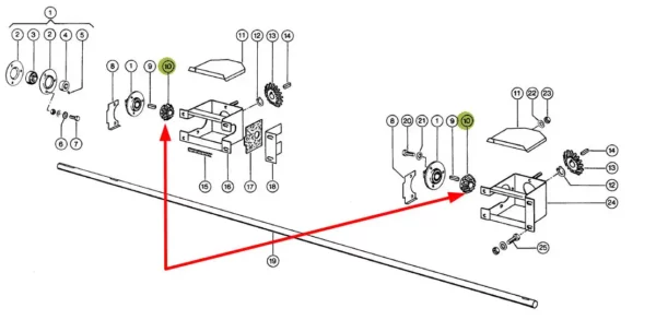 Oryginalne koło koronowe napędu ślimaka wzdłużnego, stosowane w kombajnach zbożowych marki Claas schemat