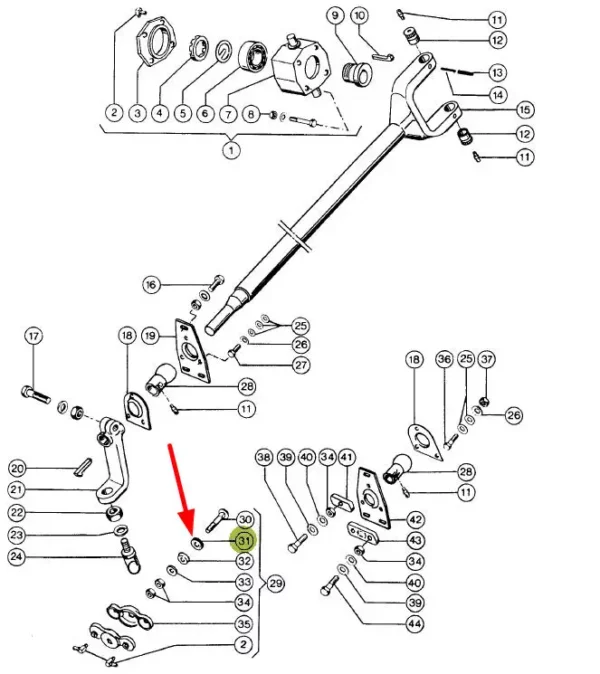 Oryginalna podkładka śruby łącznika kulowego napędu kosy, stosowana w kombajnach zbożowych marki Claas schemat