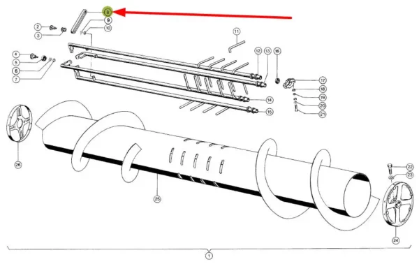 Oryginalny łącznik gumowy wałków ślimaka o wymiarach 80 x 95 x 15 mm i numerze katalogowym 610482.0, stosowany w kombajnach zbożowych marki Claas. schemat