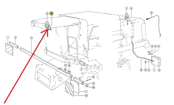 Oryginalny uchwyt lampy błyskowej o numerze katalogowym 618977.1, stosowany w kombajnach zbożowych marki Claas schemat.