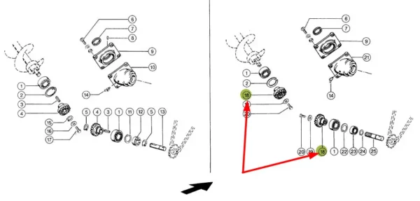 Oryginalne koło zębate, koronowe 16 zębów o numerze katalogowym 639590.0, stosowane w kombajnach zbożowych marki Claas. schemat