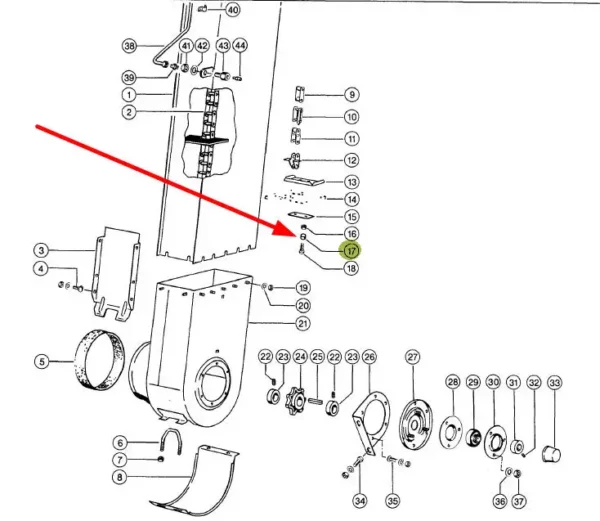 Oryginalna tuleja łopatki przenośnika ziarnowego o wymiarach D8 x 15, stosowana w kombajnach zbożowych marki Claas schemat