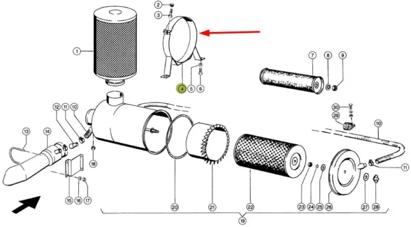 Oryginalne mocowanie filtra powietrza o numerze 643153.1, stosowane w maszynach rolniczych marki Claas.
