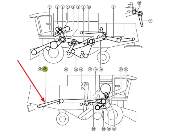 Oryginalny pasek klinowy klasyczny o wymiarach C x 8464 la stosowany w maszynach rolniczych marki Claas schemat