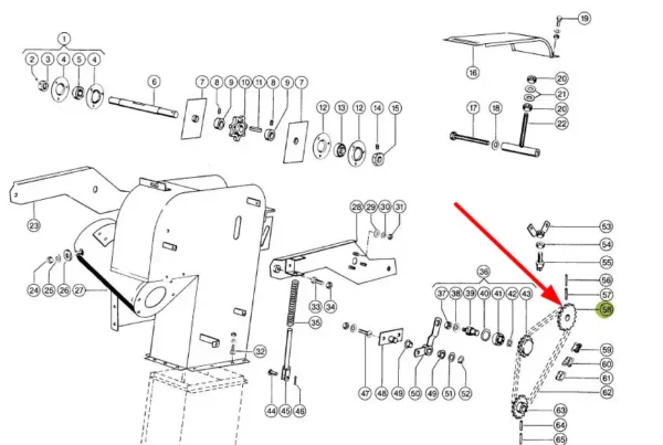 Oryginalne Koło zębate napędu  przenośnika ziarna 19z o numerze katalogowym 646126.1, stosowany w kombajnach zbożowych marki Claas schemat.