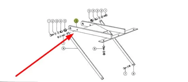 Oryginalny uchwyt dla sterowania wahadłem o numerze katalogowym 647618.0, stosowany w kombajnach zbożowych marki Claas schemat