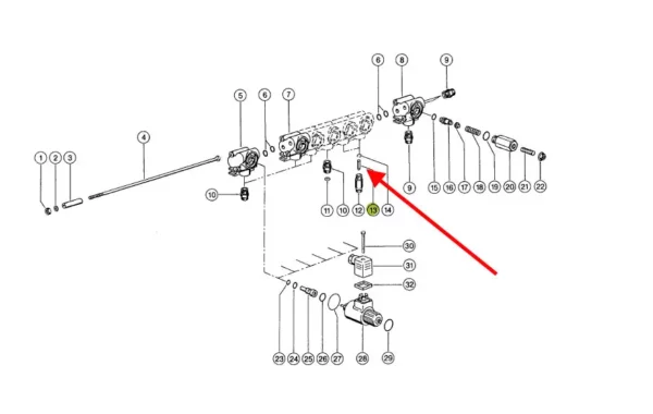 Oryginalny klin zaworu hydraulicznego o wymiarach 6 x 20 mm, stosowany w maszynach rolniczych marki Claas. schemat