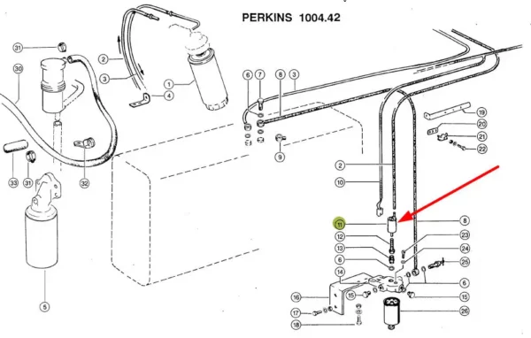Oryginalna pompa paliwowa o numerze katalogowym 657197.0, stosowana w kombajnach zbożowych z silnkiem Perkinsa marki Claas schemat.