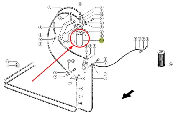Oryginalny puszkowy filtr paliwa silnika stosowany w maszynach rolniczych marki Claas schemat