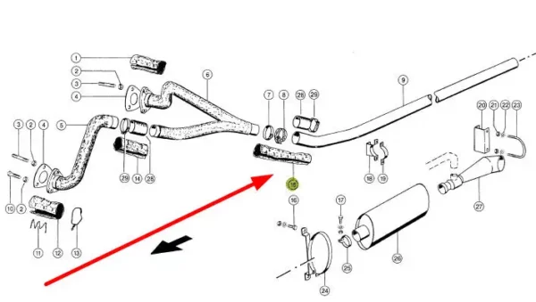 Oryginalna mata izolacyjna rury wydechowej o numerze katalogowym 657514.1, stosowana w kombajnach marki Claas schemat