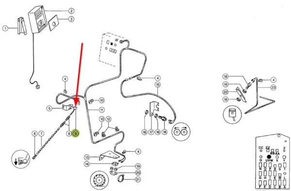 Oryginalny włącznik pociągowy, stosowany w maszynach rolniczych marki Claas schemat