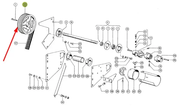 Oryginalne koło pasowe o wymiarze D312 i numerze katallogowym 680322.0, stosowane w maszynach rolniczych marki Claas schemat.