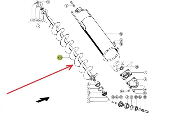 Oryginalny ślimak napełniania zbiornika o wymiarach 275 x 1278 x 1485 mm i numerze katalogowym 682746.1, stosowany w kombajnach zbożowych marki Claas. schemat