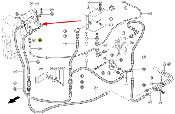 Oryginalny przewód hydrauliczny stosowany w maszynach rolniczych marki Claas schemat.