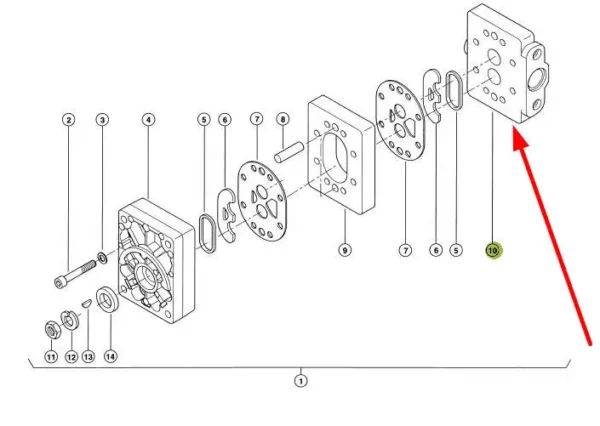 Oryginalna pokrywa pompy hydraulicznej, stosowany w układach hydraulicznych maszyn i pojazdów rolniczych marki Claas schemat.