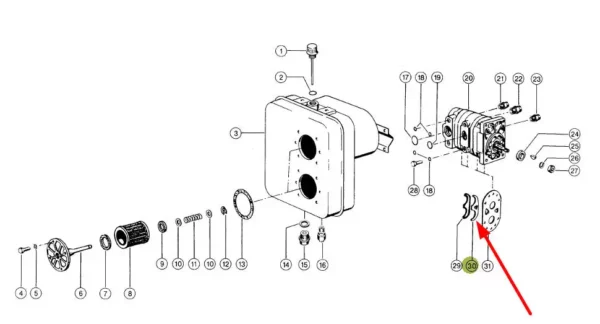 Oryginalna płytka pompy hydraulicznej,stosowana w maszynach rolniczych marki Claas schemat.