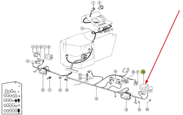 Oryginalny uchwyt mocujący oświetlenie o numerze katalogowym 687222.2, stosowany w kombajnach zbożowych marki Claas schemat.