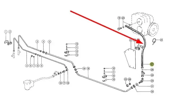 Oryginalny przewód hydrauliczny układu kierowniczego o numerze katalogowym 689859.0, stosowany w maszynach rolniczych marki Claas schemat.