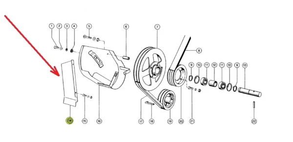 Oryginalna osłona metalowa napędu siekacza o numerze katalogowym 692882.0, stosowana w przystawkach do kukurydzy marki Claas. schemat