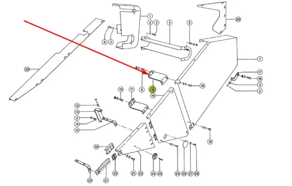 Oryginalny uchwyt osłony bocznej o numerze katalogowym 692902.0, stosowany w przystawkach do kukurydzy marki Claas schemat.