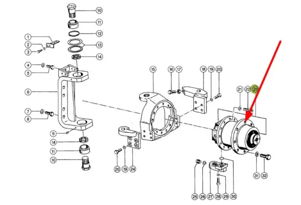 Oryginalny silnik hydrauliczny o numerze katalogowym 694359.0, stosowany w kombajnach zbożowych marki Claas schemat.