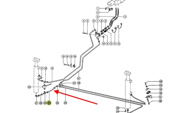 Oryginalny przewód układu hydraulicznego o wymiarach 8 x 1 x 140 mm, stosowany w maszynach rolniczych marki Claas. schemat