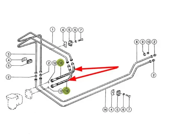 Oryginalny przewód hydrauliczny układu kierowniczego, stosowany w maszynach rolniczych marki Claas schemat.