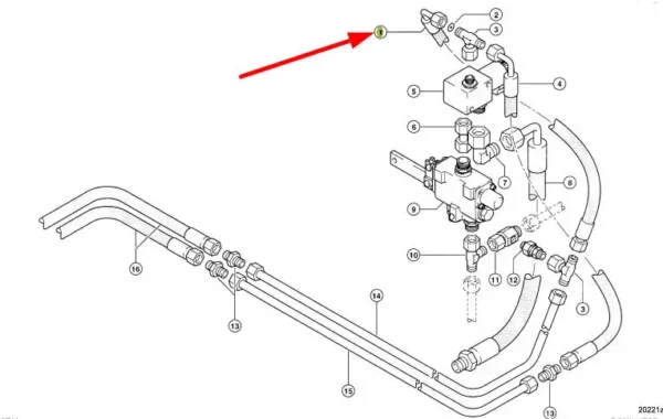 Oryginalny przewód hydrauliczny o numerze katalogowym 738705.0, stosowany w maszynach rolniczych marki Claas schemat.