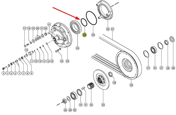 Oryginalny pierścień oring  89,2 x 5,7, stosowany w kombajnach zbożowych marki Claas schemat.