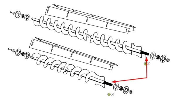 Oryginalna końcówka naprawcza ślimaka o wymiarach  D35 x 48 x 161,5, stosowana w kombajnach Lexion marki Claas schemat