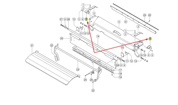 Oryginalna szczotka uszczelniająca chwytacza kamieni o numerze katalogowym 757520.0, stosowana w kombajnach zbożowych marki Claas.-schemat