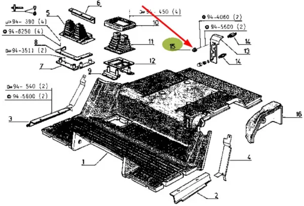 Oryginalny kołpak maty podłogi o numerze katalogowym 7700003354, stosowany w ciągnikach rolniczych marki Claas schemat.