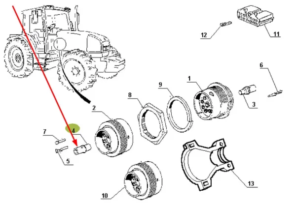 Oryginalny konektor zaciskowy o numerze katalogowym 7700029645, szeroko stosowany w ciągnikach rolniczych marki Claas schemat.