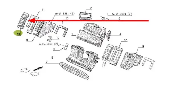 Oryginalna kratka nawiewu o numerze katalogowym 7700041846, stosowana w ciągnikach rolniczych marki Claas schemat