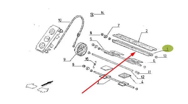 Oryginalna klapa wentylatora o numerze katalogowym 7700043000, stosowana w ciągnikach rolniczych marek Renault i Claas. schemat