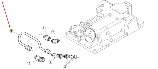 Oryginalny przewód hydrauliczny o numerze katalogowym 7700056757, stosowany w ciągnikach rolniczych marki Claas schemat