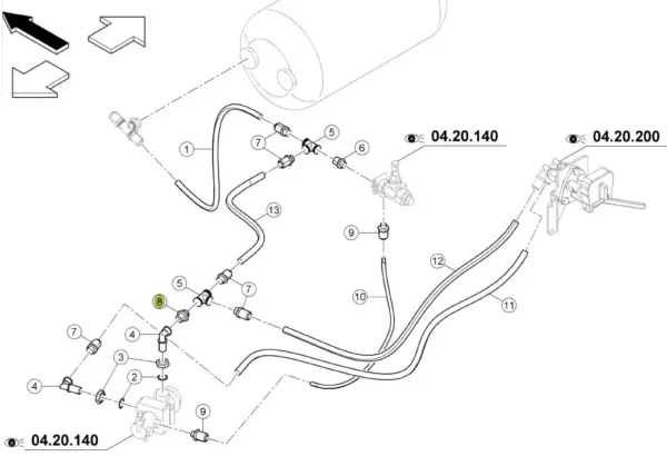 Oryginalna redukcja hydrauliczna o numerze katalogowym 7700066812, stosowana w ciągnikach rolniczych marki Claas schemat