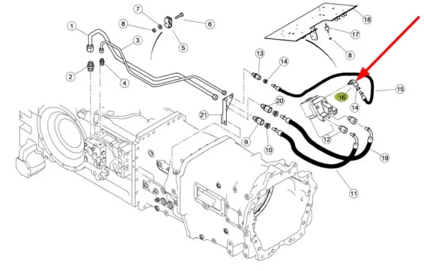Oryginalne kolanko hydrauliczne układu kierowniczego o numerze katalogowym 7700079833, stosowane w ciągnikach marki Claas schemat.