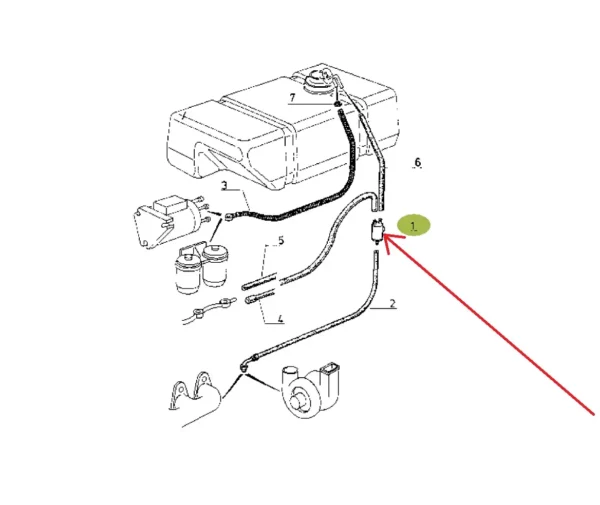 Oryginalny pojemnik filtr paliwa o numerze katalogowym 7700510256, stosowany w ciągnikach rolniczych marki Renault schemat.