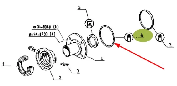 Oryginalny pierścień oring łożyska oporowego sprzęgła mechanicznego o wymiarach 110 x 2 stosowany w maszynach rolniczych marki Claas schemat.