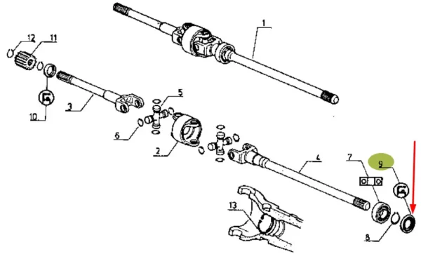 Oryginalny uszczelniacz półosi napędowej o wymiarach 40 x 72 x 7 mm, stosowany w ciągnikach rolniczych marki Claas/Renault schemat