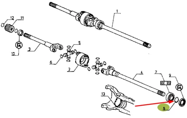 Oryginalny pierścień zewnętrzny segera o wymiarach 40 x 1,75 mm i numerze katalogowym 7703066101, stosowany w ciągnikach rolniczych marki Claas oraz Renault schemat