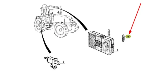 Oryginalna żarówka 12V 7W oświetelenia kabiny o numerze katalogowym 7703097183, stosowana w ciągnikach rolniczych marki Claas schemat.