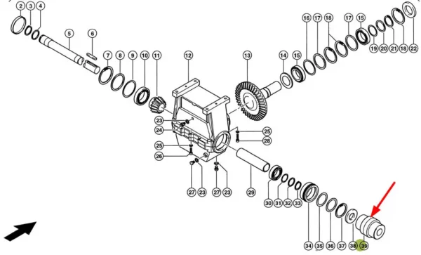 Oryginalna wkładka amortyzująca zębata przekładni napędu rotora, stosowana w kombajnach Lexion marki Claas schemat.