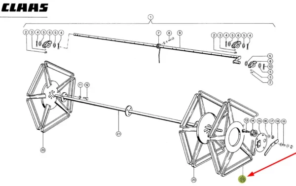 Oryginalna tarcza nagarniacza o numerze katalogowym 787350.0, stosowana w hederach zbożowych marki Claas. schemat