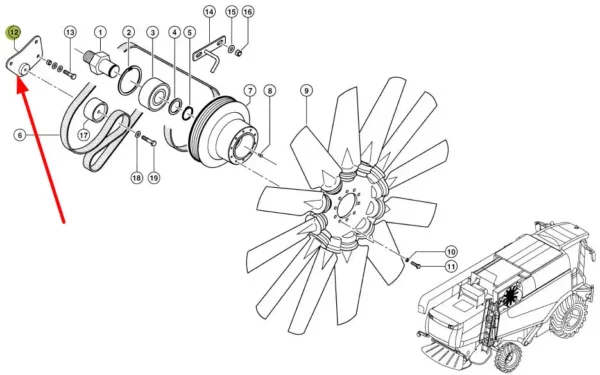 Element mocujący koło pasowe wentylatora o numerze katalogowym 796923.0, stosowany w kombajnach zbożowych marki Claas schemat.
