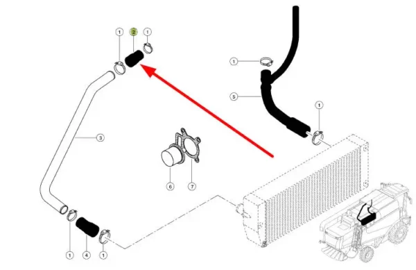 Oryginalne złącze układu chlodzenia, stosowane w maszynach rolniczych marki Claas schemat.