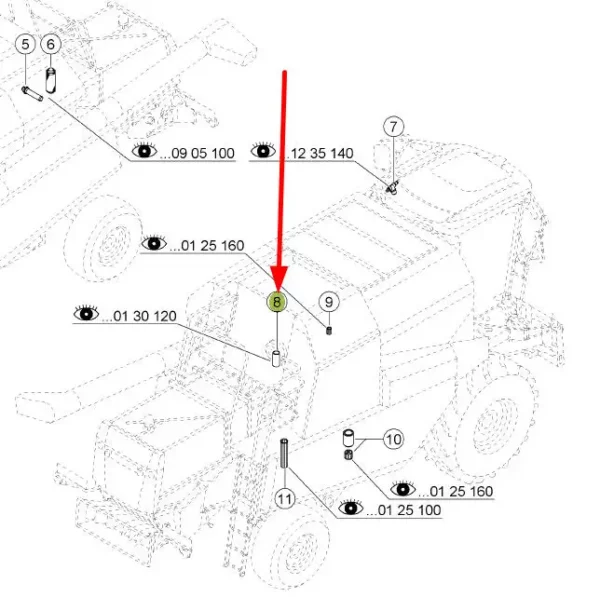 Oryginalny filtr oleju silnika puszkowy o numerze katalogowym 798822.0, stosowany w maszynach rolniczych marek Claas, Massey Ferguson oraz Caterpillar schemat.