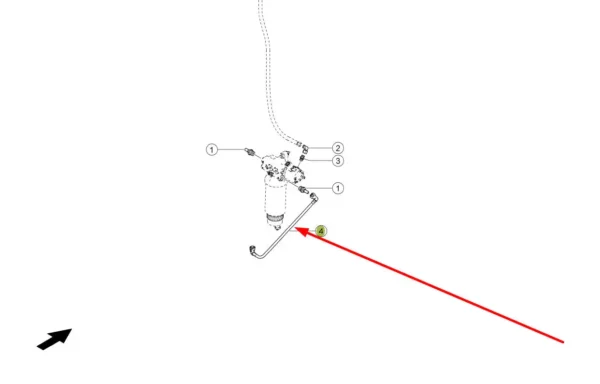 Oryginalny przewód paliwowy filtra o numerze katalogowym 799121.1, stosowany w kombajnach zbożowych marki Claas schemat.